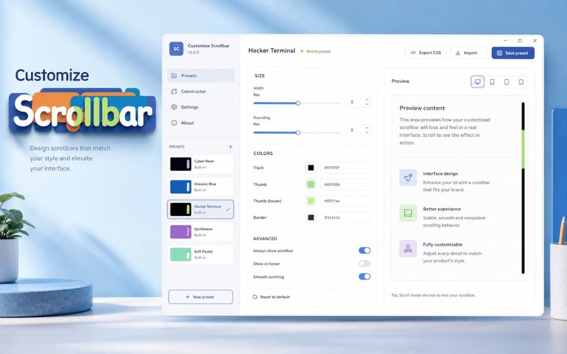 Customize Scrollbar screenshot 4