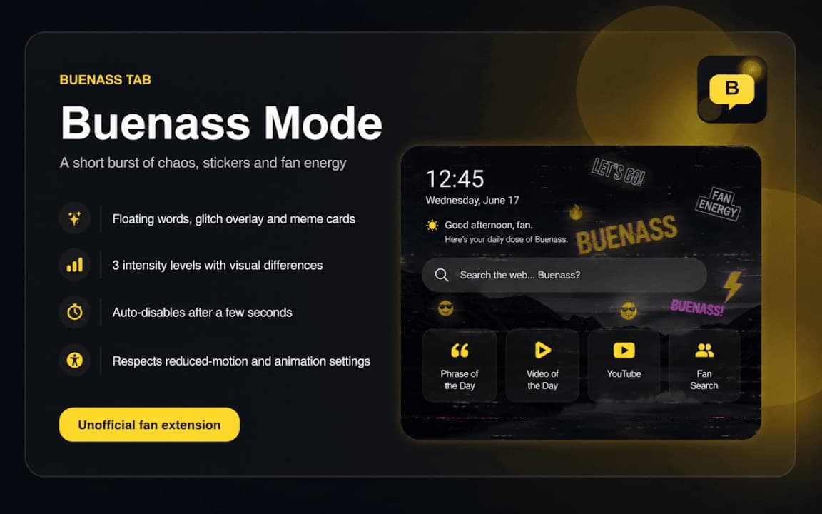 Buenass Tab - Gaspi Fan Extension screenshot 5