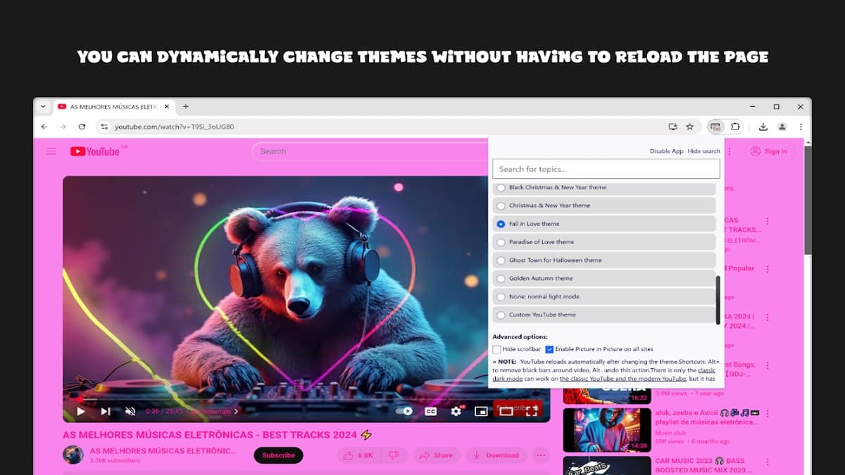 Custom YouTube Styler preview