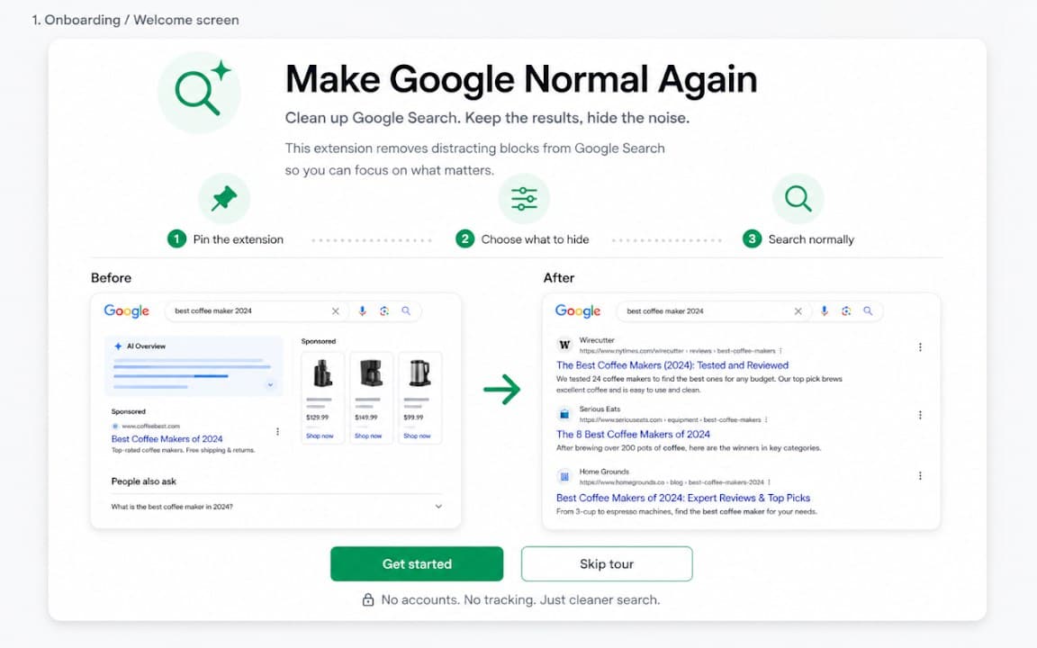 Make Google Normal Again screenshot 2