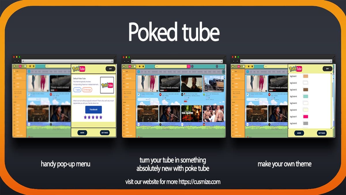 A screenshot of the Poketube theme applied to the YouTube interface showing nostalgic pixel art design