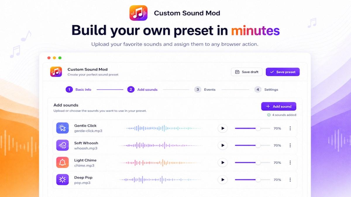 Mod-style custom sounds for Chrome