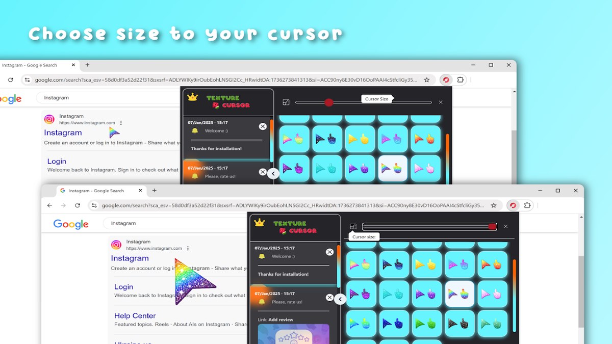 Textured custom mouse cursors